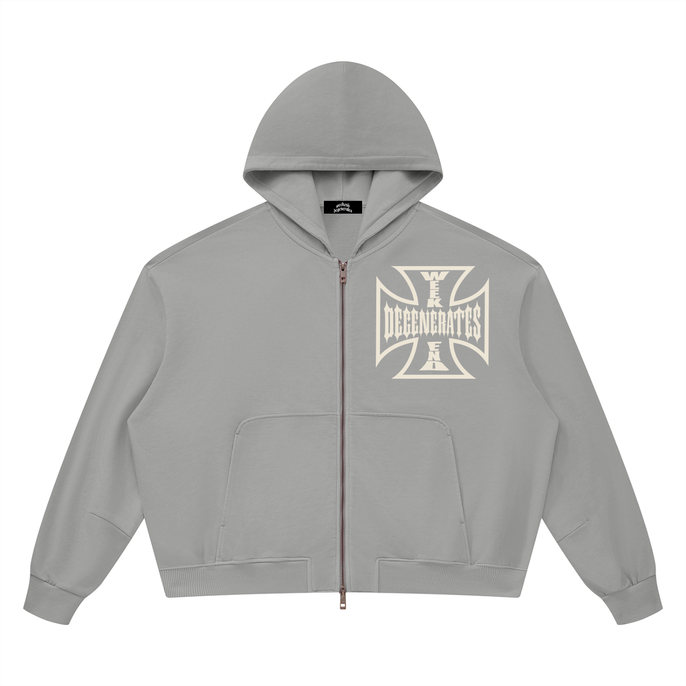 Degenerate Cross Wash Boxy Full Zip Hoodie