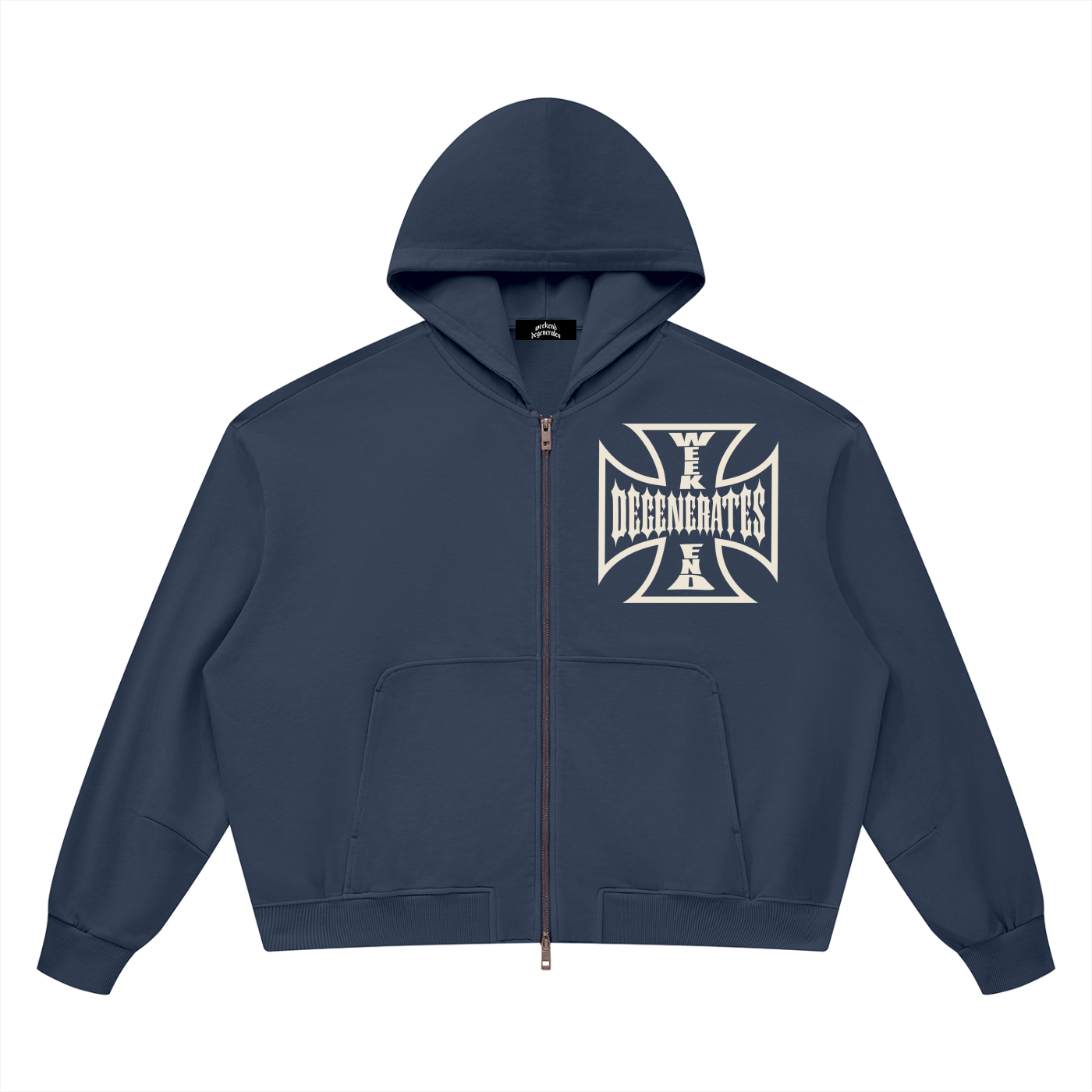 Degenerate Cross Wash Boxy Full Zip Hoodie