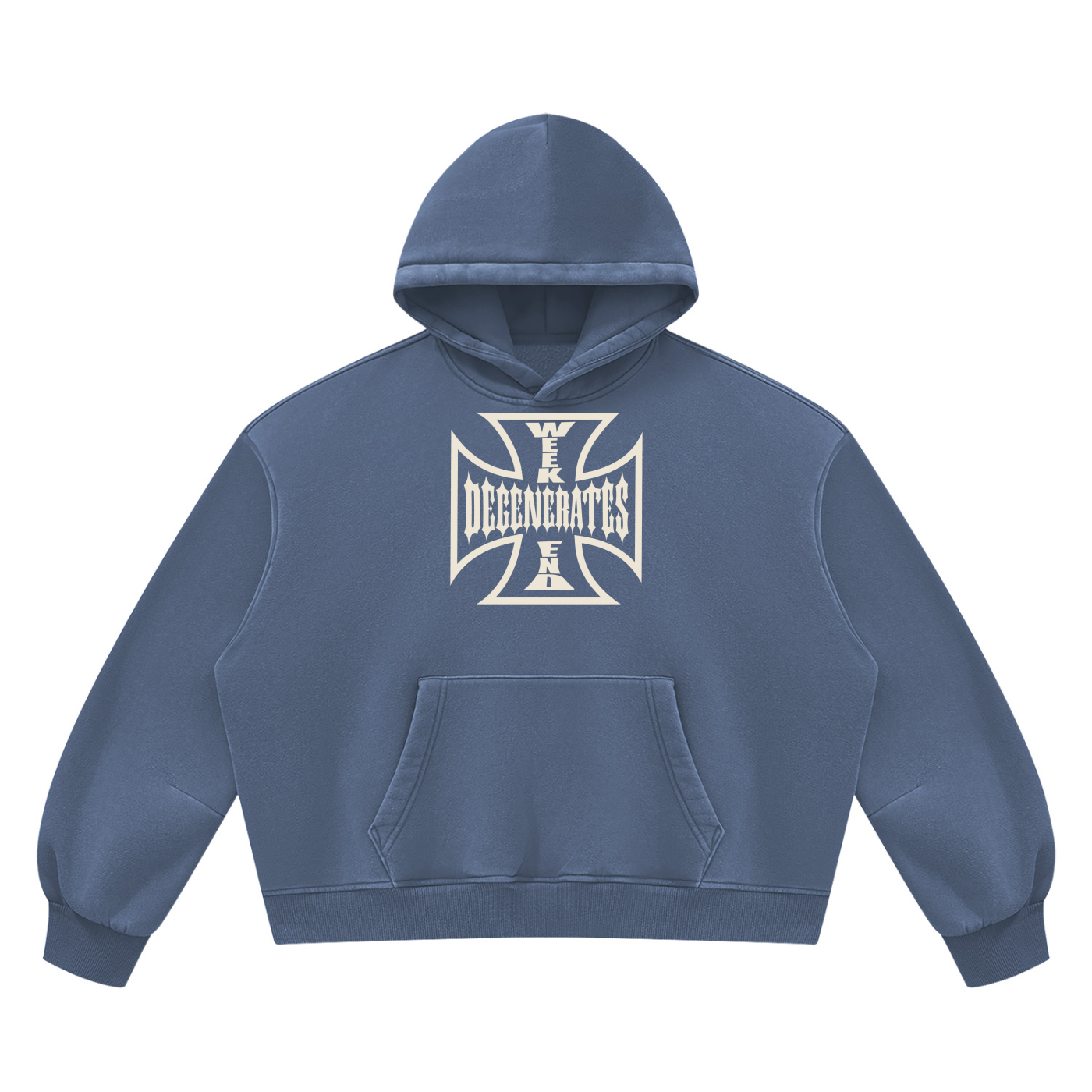 Degenerates Cross -  Wash Boxy Fleece Hoodie