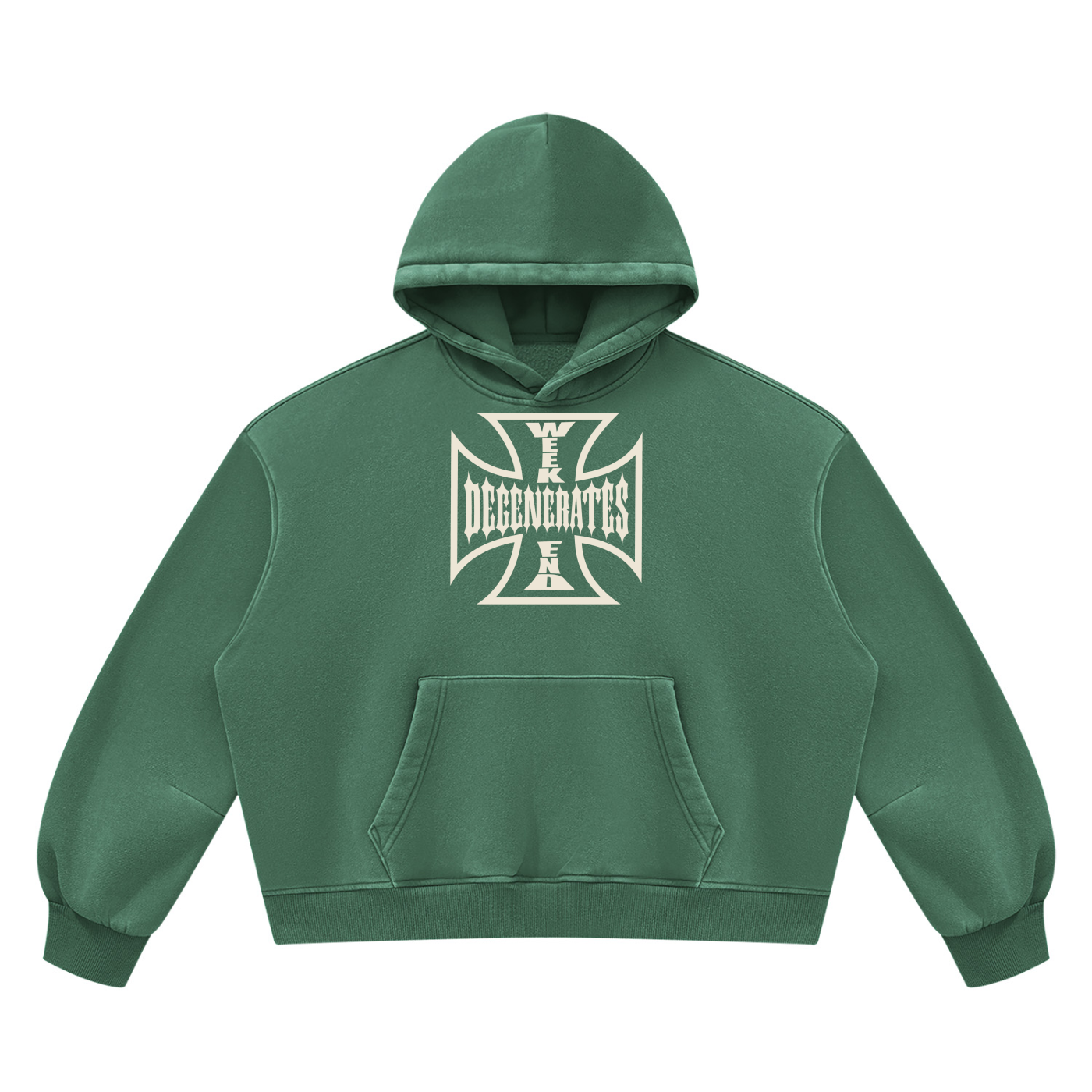 Degenerates Cross -  Wash Boxy Fleece Hoodie