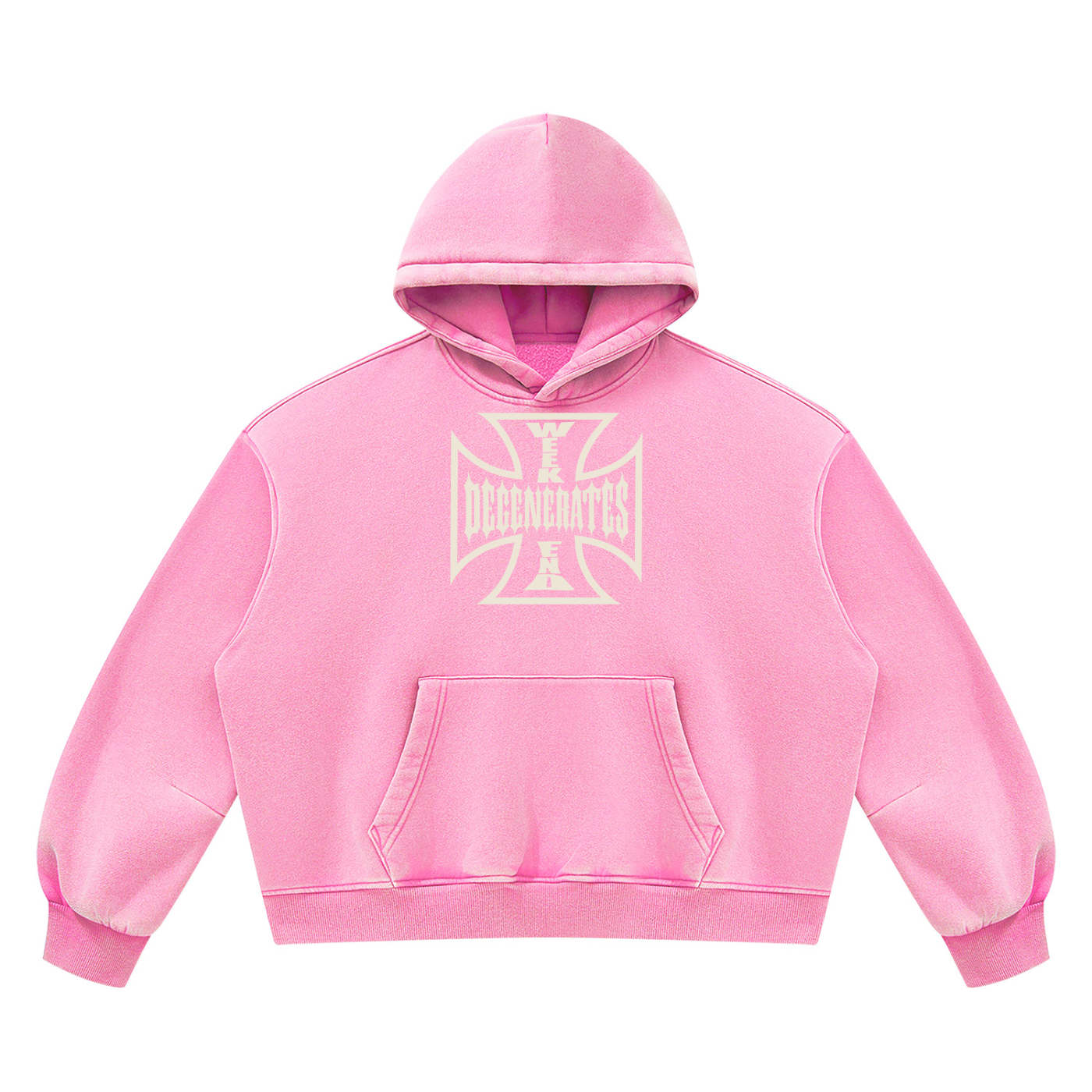 Degenerates Cross -  Wash Boxy Fleece Hoodie
