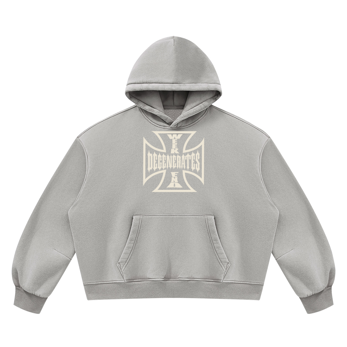 Degenerates Cross -  Wash Boxy Fleece Hoodie
