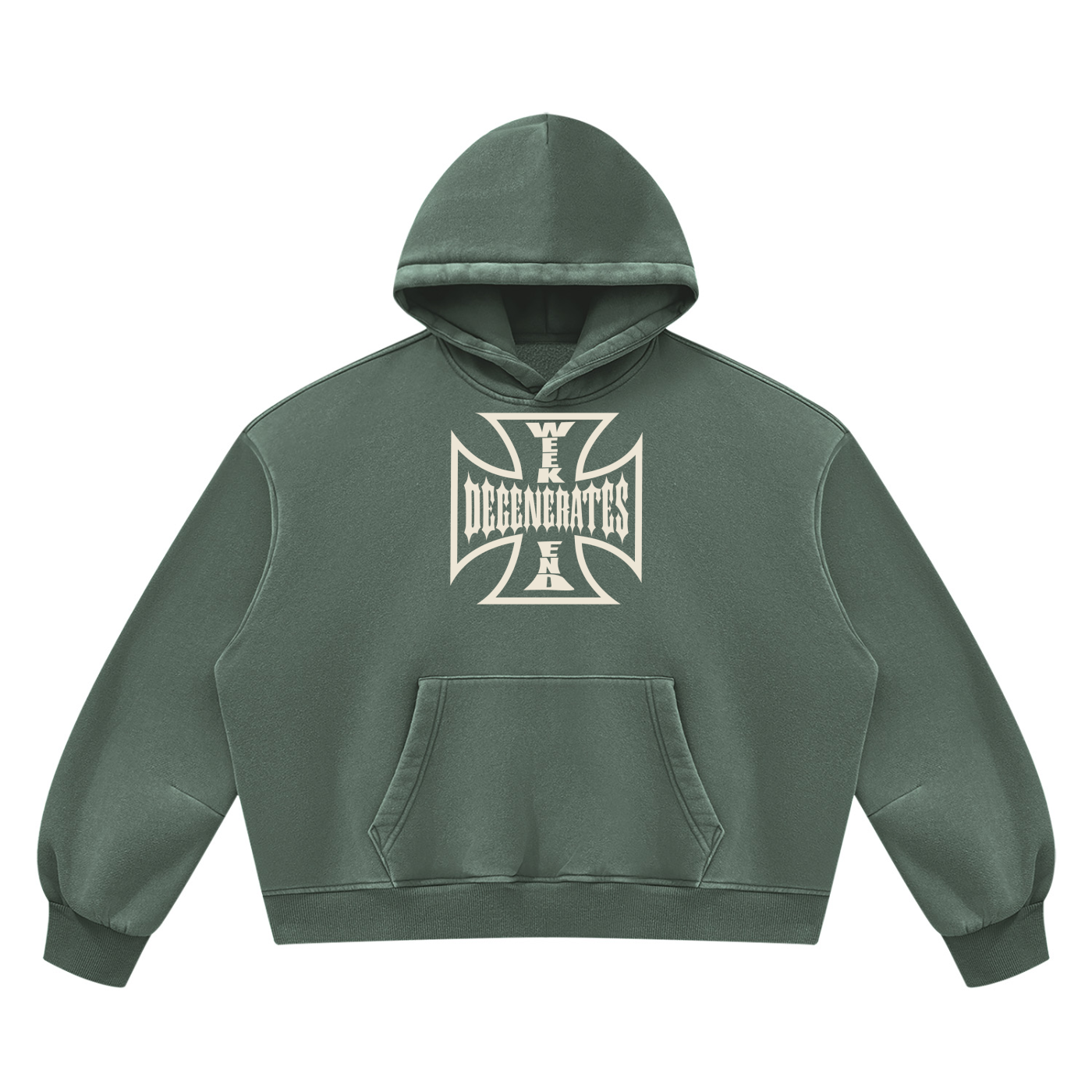 Degenerates Cross -  Wash Boxy Fleece Hoodie