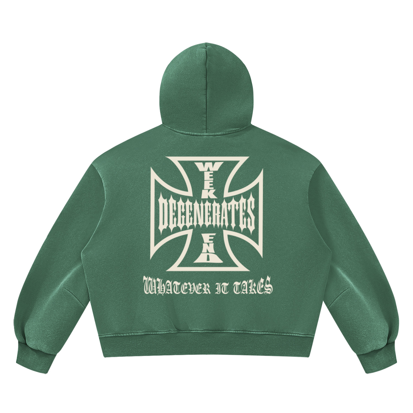 Degenerates Cross -  Wash Boxy Fleece Hoodie
