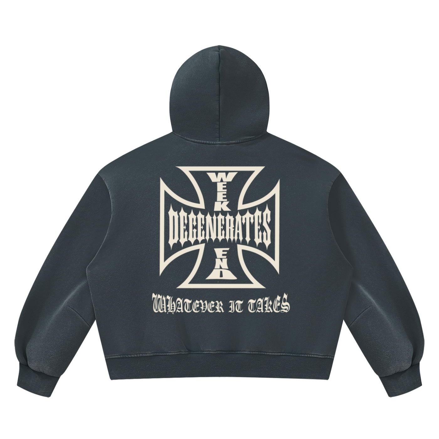 Degenerates Cross -  Wash Boxy Fleece Hoodie