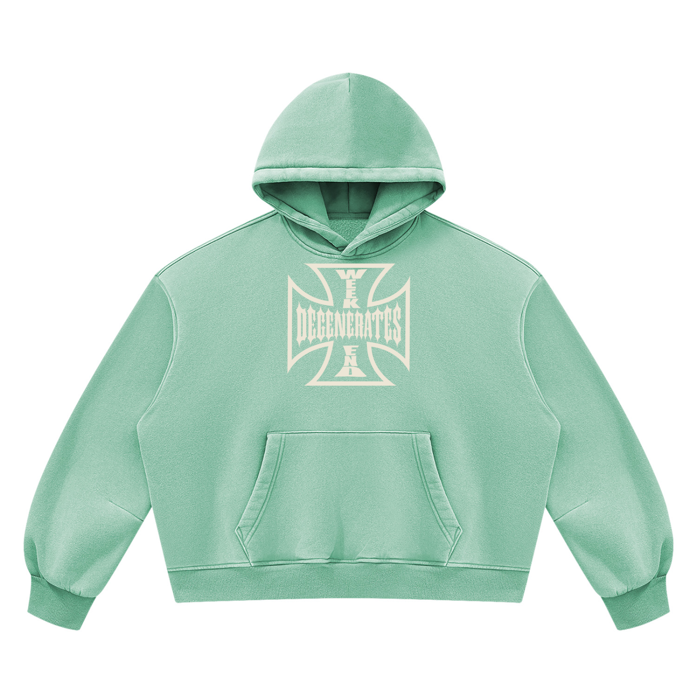 Degenerates Cross -  Wash Boxy Fleece Hoodie