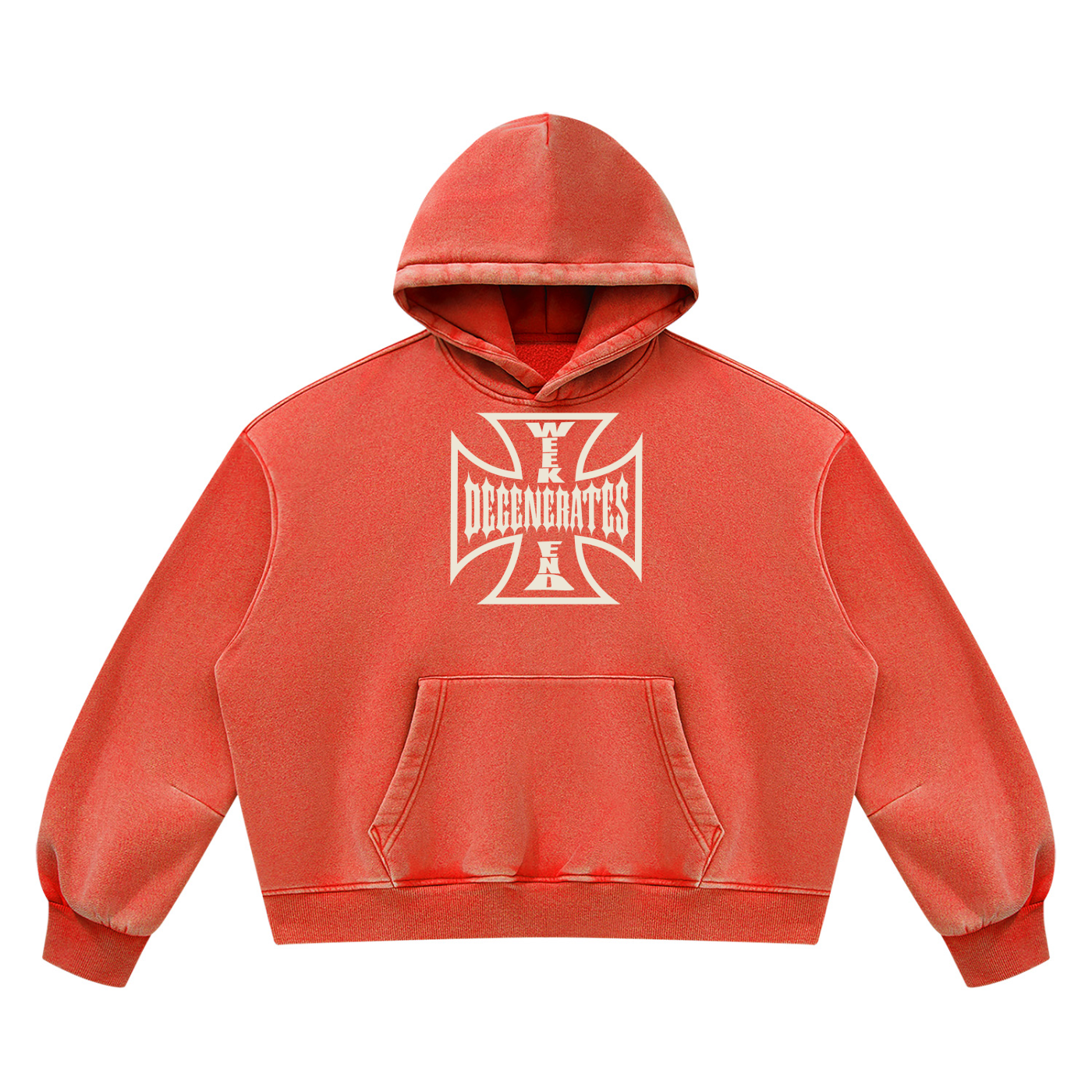 Degenerates Cross -  Wash Boxy Fleece Hoodie