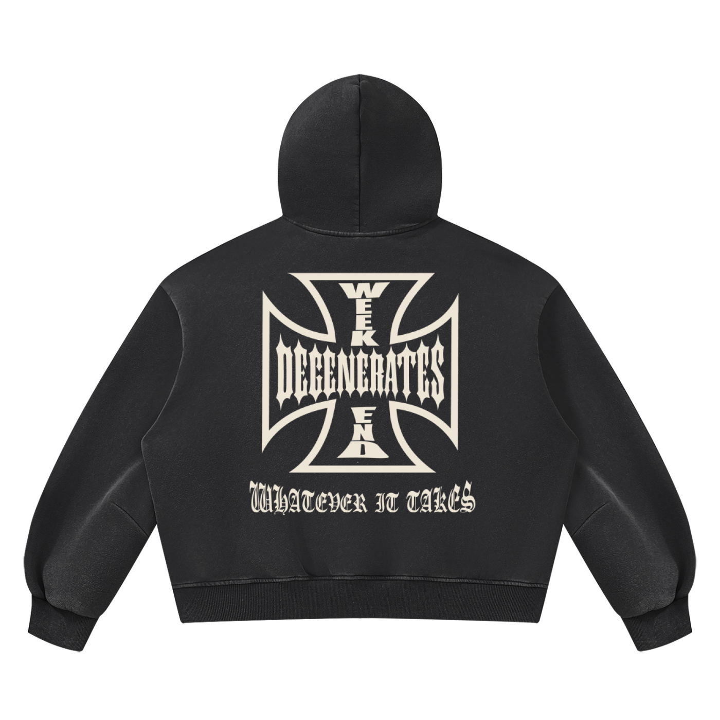 Degenerates Cross -  Wash Boxy Fleece Hoodie