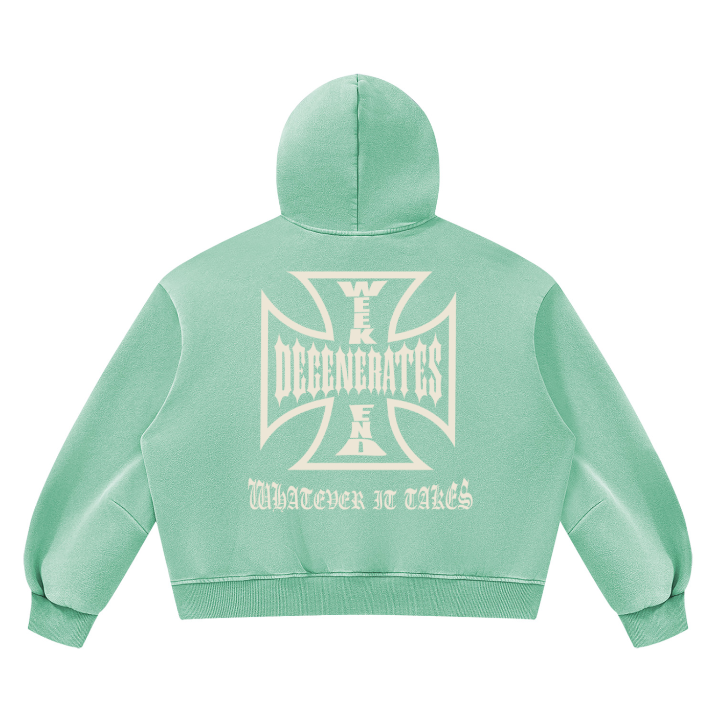 Degenerates Cross -  Wash Boxy Fleece Hoodie