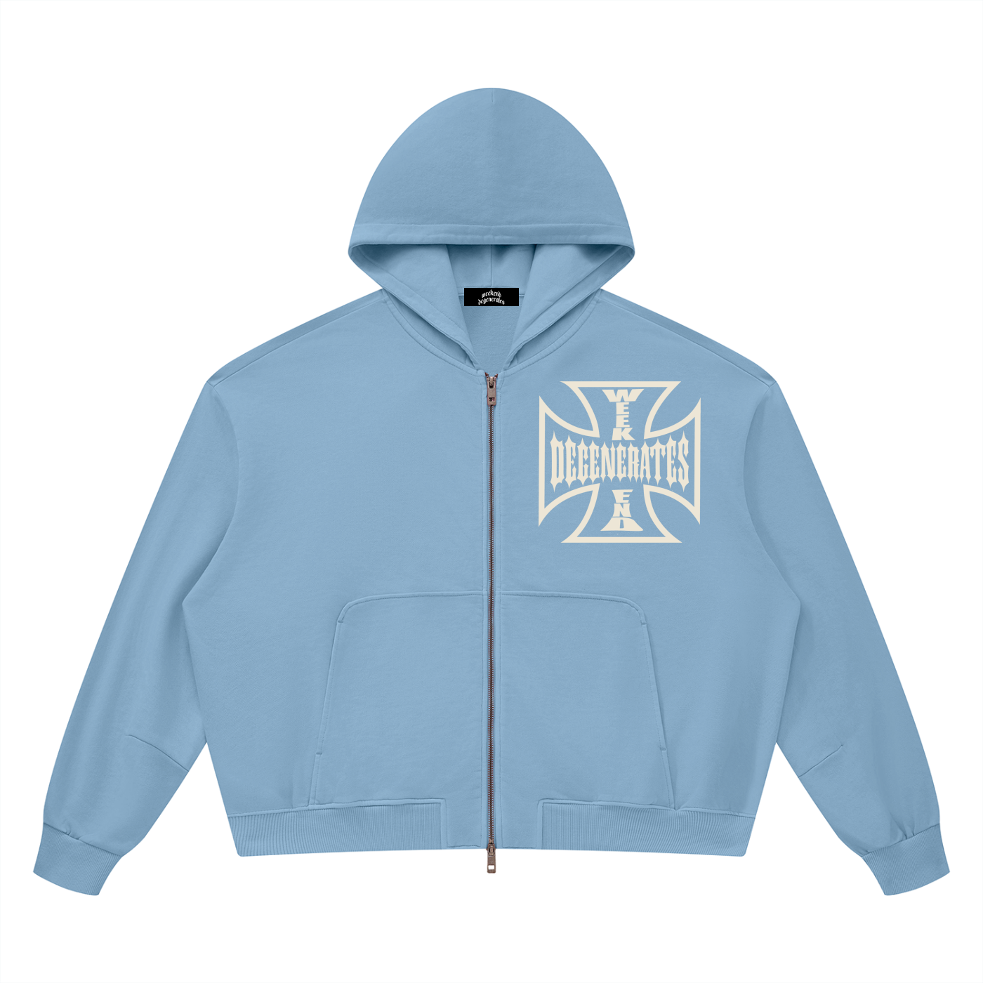 Degenerate Cross Wash Boxy Full Zip Hoodie