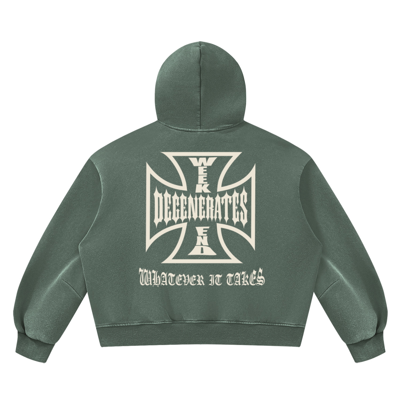 Degenerates Cross -  Wash Boxy Fleece Hoodie