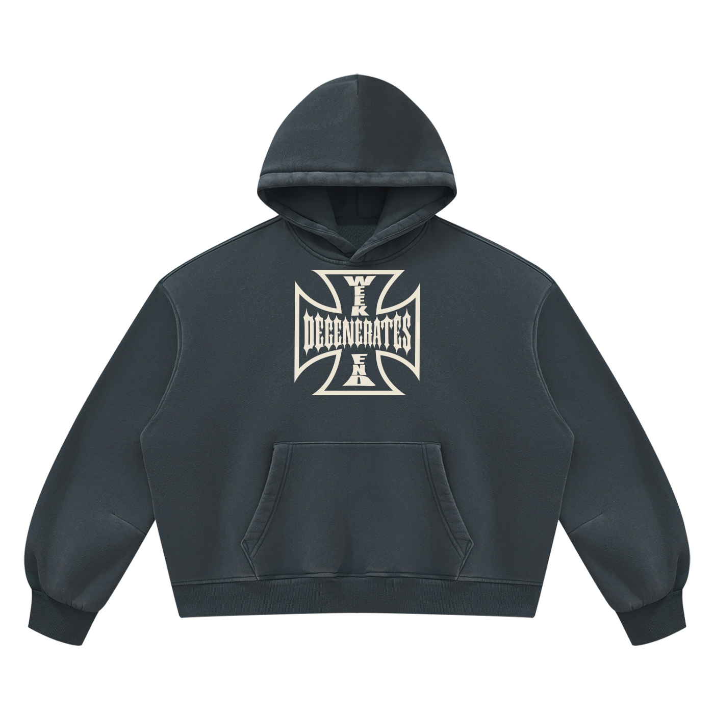 Degenerates Cross -  Wash Boxy Fleece Hoodie