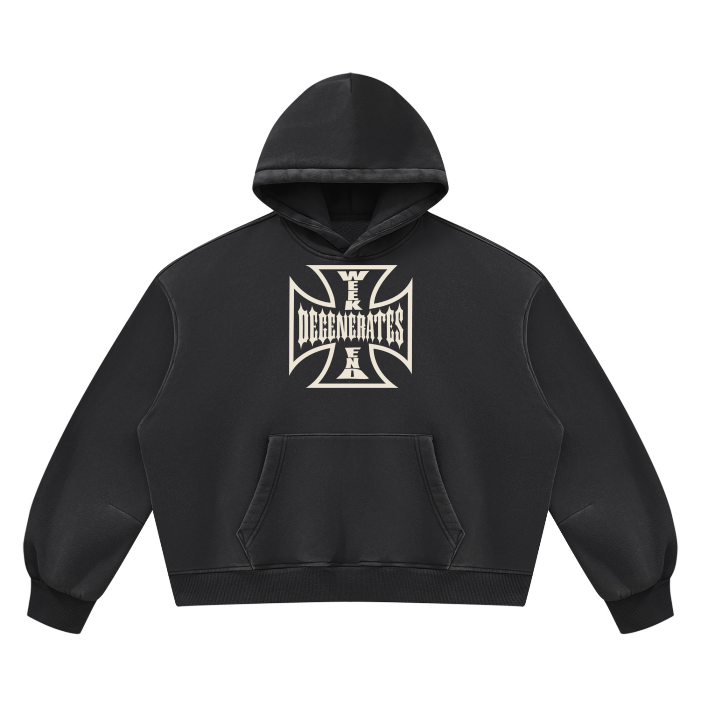 Degenerates Cross -  Wash Boxy Fleece Hoodie