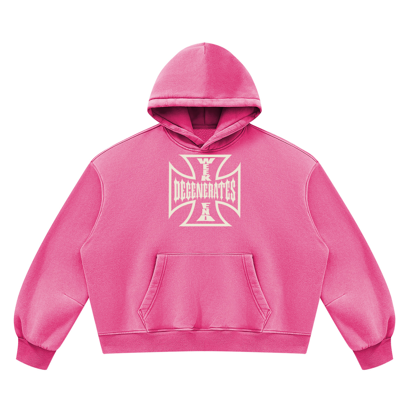 Degenerates Cross -  Wash Boxy Fleece Hoodie
