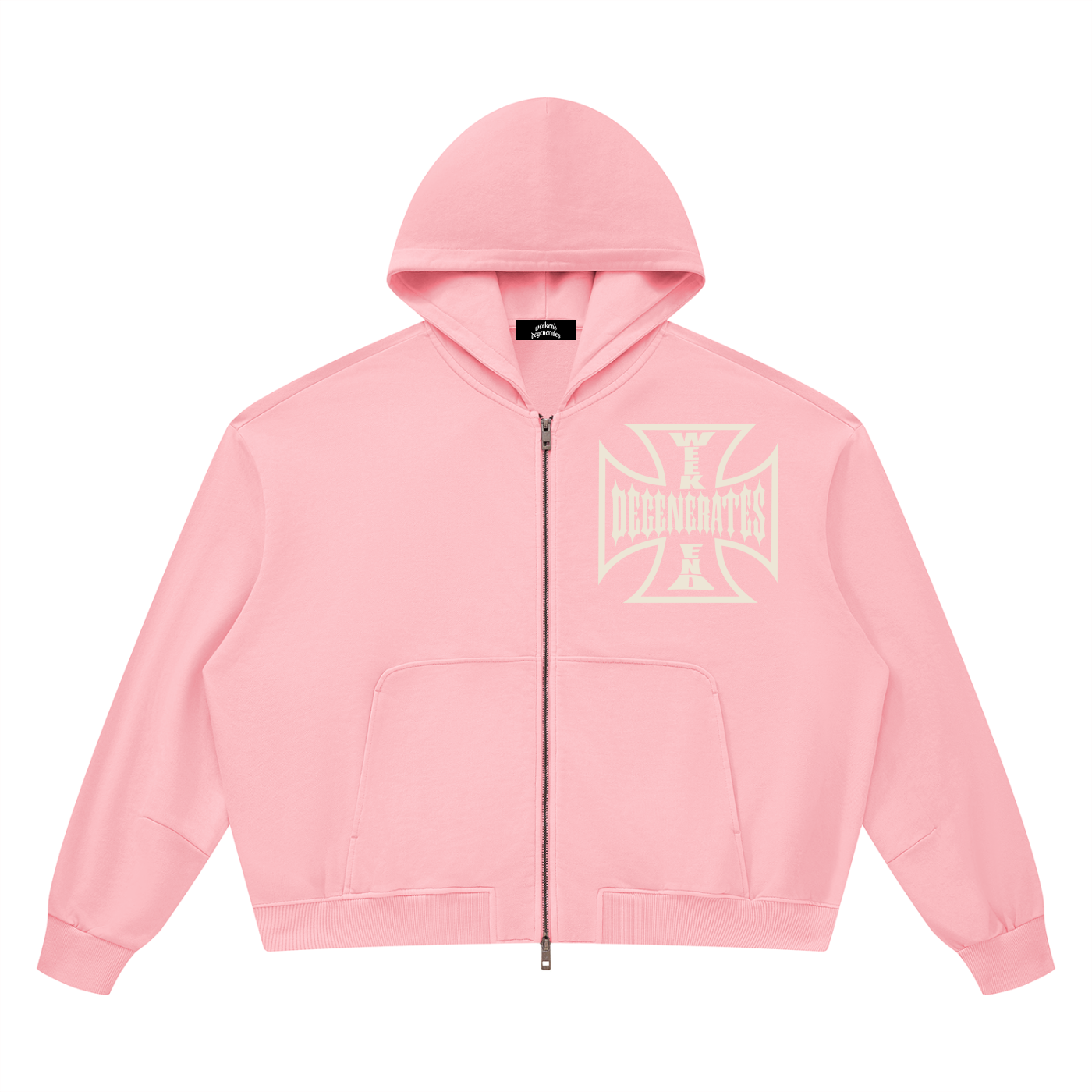 Degenerate Cross Wash Boxy Full Zip Hoodie